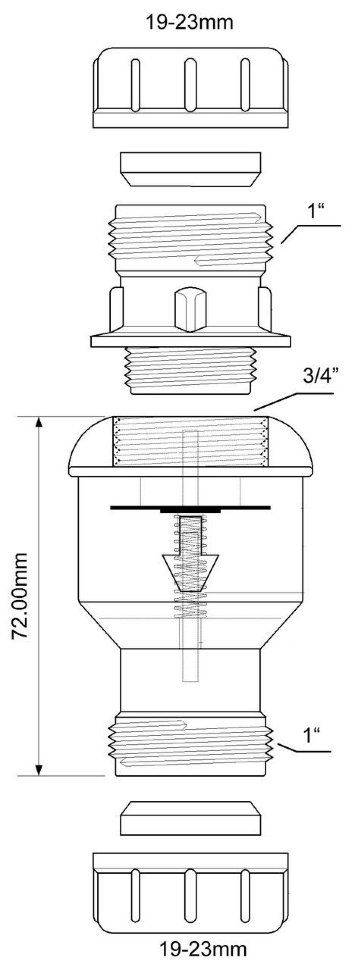Обратный клапан с функцией сухого гидрозатвора Ø19-23мм McAlpine TUN5-CL - фото 2