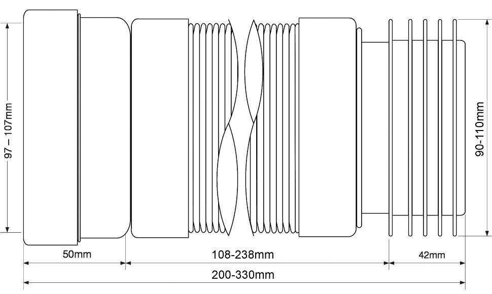 Гофра для унитаза с лепестковым окончанием (L200-330мм) McAlpine WC-F20R - фото 2
