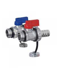 Дренажный кран+штуцер, красная и синяя ручка TIM 1/2"