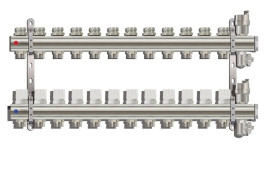 Коллекторная группа 1"-3/4", 12 ходов латунный корпус без расходомера и кранов TIM