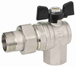 Кран шаровой Bugatti угловой с американкой Внутренний-Наружный 0594 1/2"