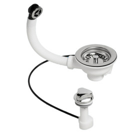 Кухонный выпуск 113 ø мм с круглым переливом (с автоматической пробкой-решеткой) McAlpine OF2PUS113S