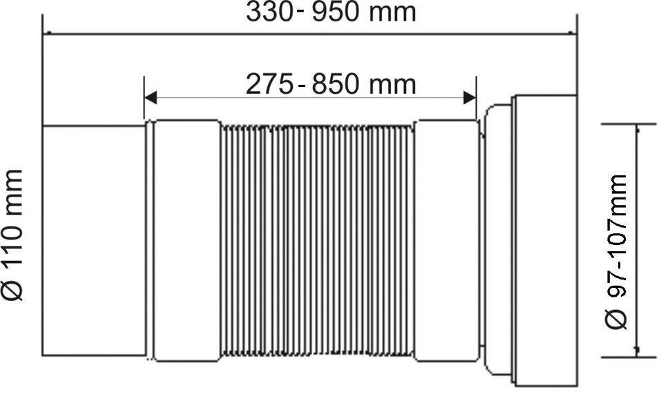 Гофра для унитаза с гладким окончанием (L330-850мм) McAlpine WC-F33P-RU - фото 2