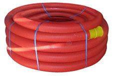 Гофра защитная красная Ф50 (для трубы диаметром Ф32, 30 метров) - фото 1