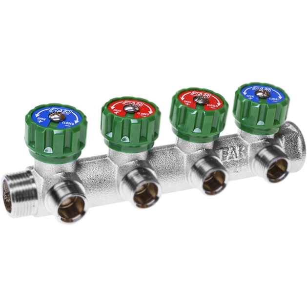 Коллектор FAR под плоское уплотнение 1” - 3/4” / 4 выхода FK 3824 134TP